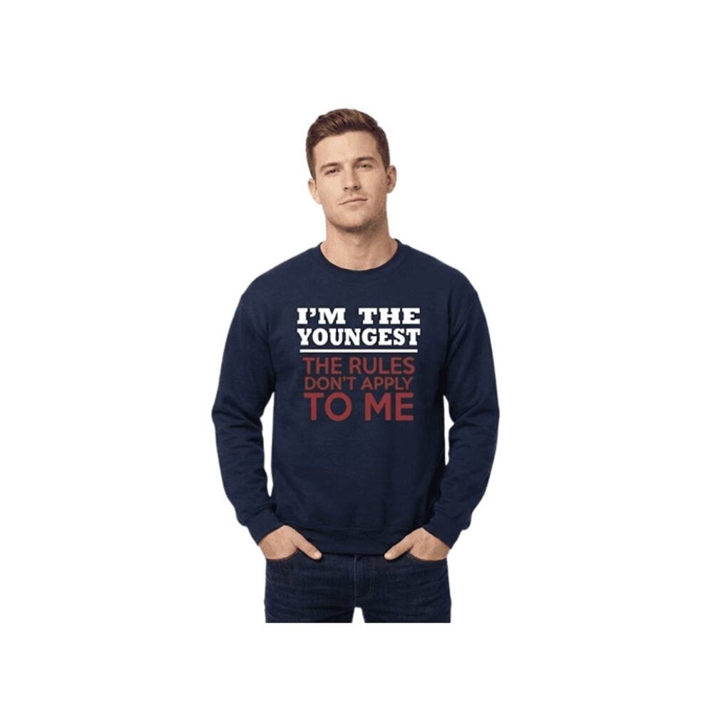 Gildan Heavy Blend /  I'm The Youngest / Crewneck Sweatshirt – Navy Size: S
